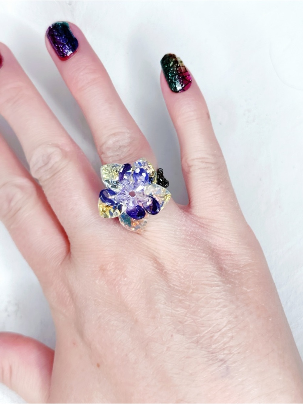 445u. Handmade Beaded Ring Size 6